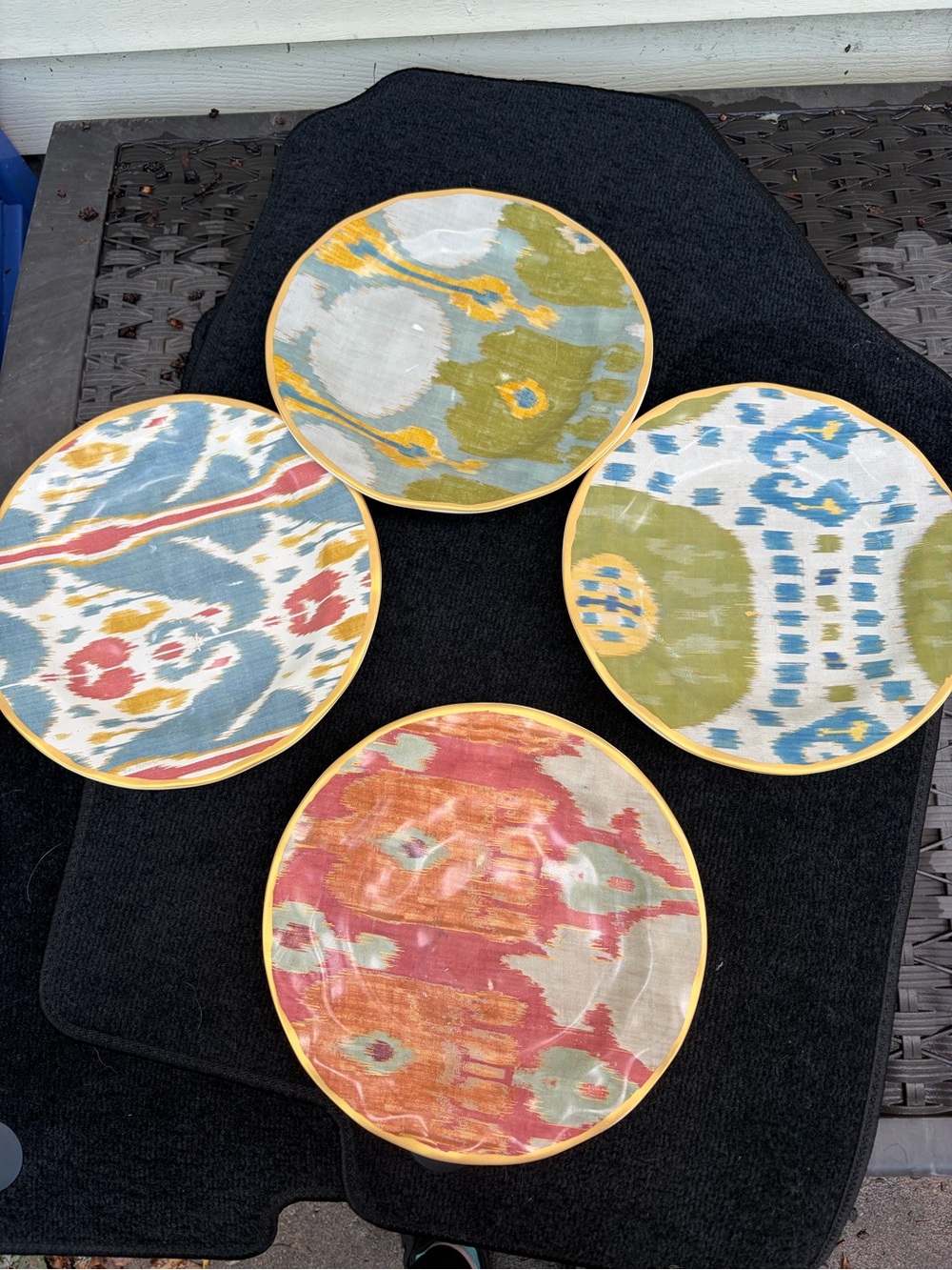 Pottery Barn Ikat Ceramic Salad Plate Set of 4
